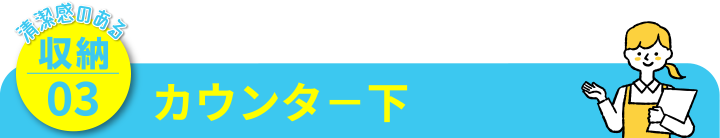 清潔感のある収納03 カウンタ－下