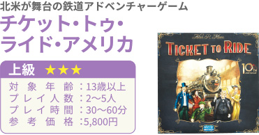 北米が舞台の鉄道アドベンチャーゲームチケット・トゥ・ライド・アメリカ